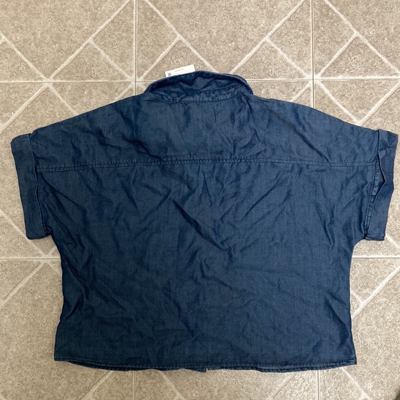 Zara Short Sleeve Denim Crop Top Button Down - Picture 6 of 6